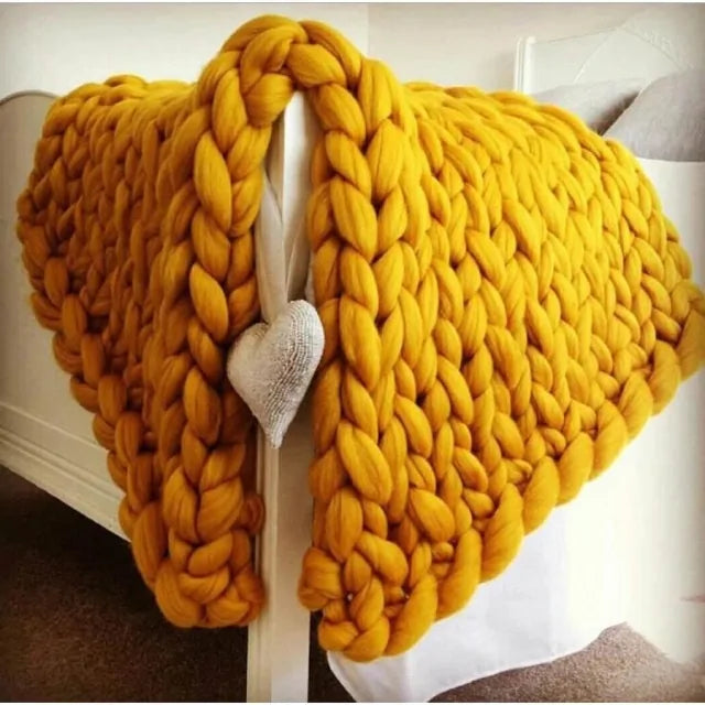 Chunky Knitted Wool Blanket