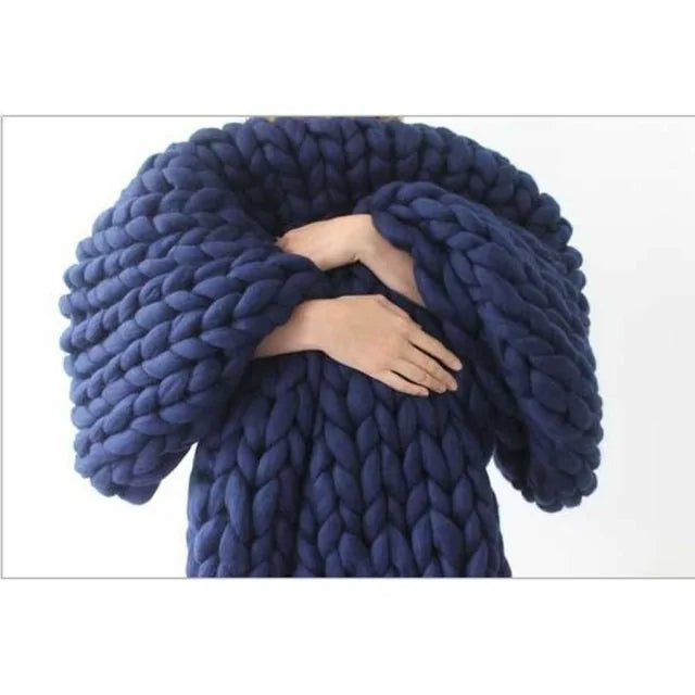 Chunky Knitted Wool Blanket