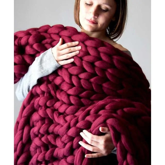 Chunky Knitted Wool Blanket